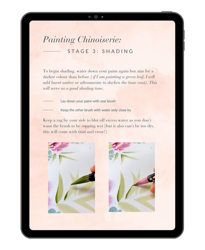 An example of a page from Diane Hill's e-book 'How To Paint Chinoiserie Art'