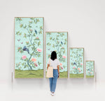 size scale for Blue and green chinoiserie wall art panels