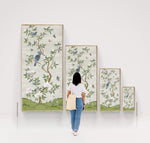 size scale for ivory and green chinoiserie wall art panels