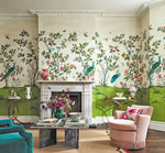 Florence wallpaper in Fig Blossom/Apple/Peony, perfect for interior design in the living area, colourful floral wallpaper