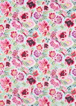 Marsha Fabric - Cotton and velvet - Aqua/Peony/Magenta, Botanical Fabric, Interior Design