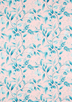 Marie Fabric - Suitable for blinds, drapery, cushions, upholstery , Rose/Lagoon colourway, Floral fabric