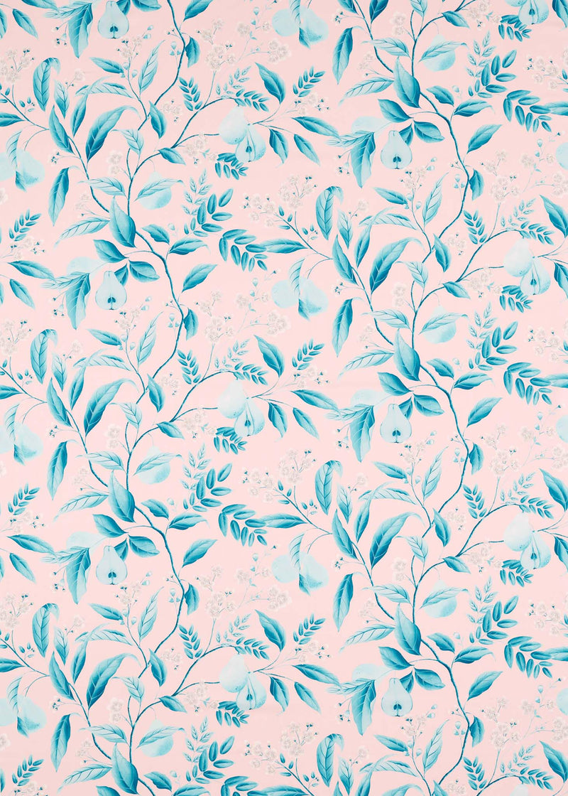Marie Fabric - Suitable for blinds, drapery, cushions, upholstery , Rose/Lagoon colourway, Floral fabric