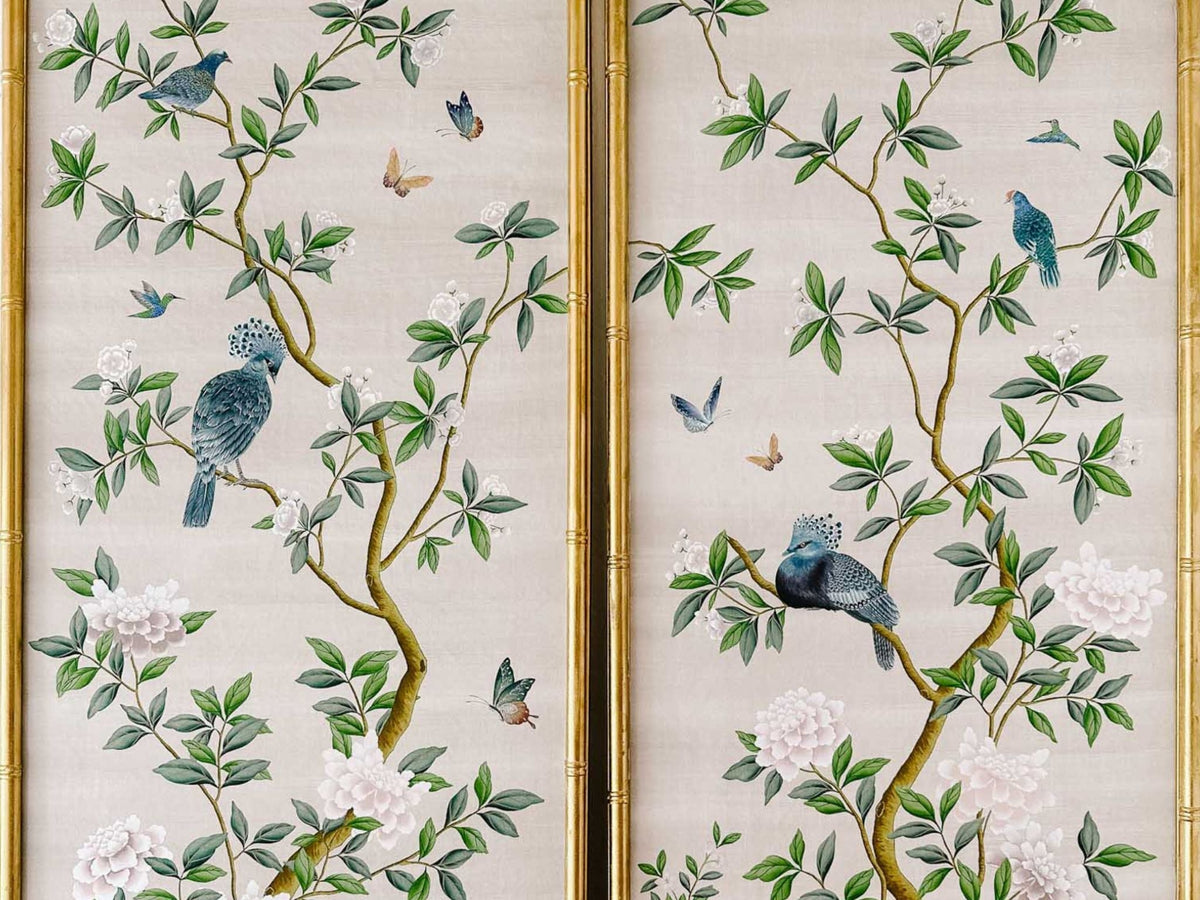 framed chinoiserie art prints featuring trees birds and leaves