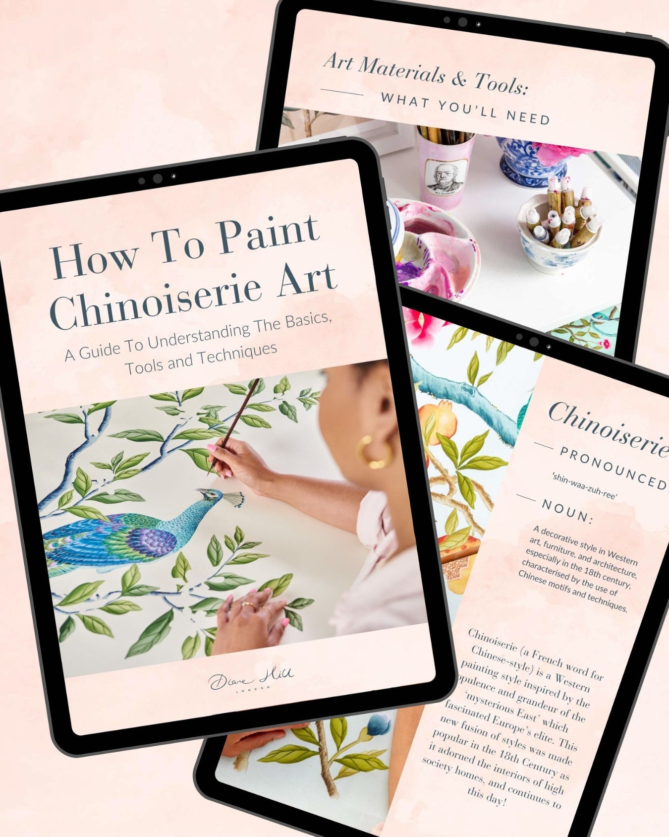 Diane Hill's new digital e-book: How To Paint Chinoiserie Art Learn how to paint Chinoiserie art e-book learn to paint chinese wallpaper style art