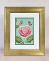 Diane Hill's original chinoiserie painting 'Antique Dog Rose' in a gold frame on a plain white background