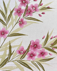 Close-up of the detailing on the foliage and flowers featured in Diane Hill's original chinoiserie painting 'Soft Blooming Oleander'