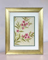 Diane Hill's original chinoiserie painting 'Soft Blooming Oleander' in a gold frame on a plain white background