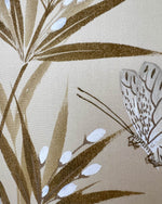Close-up of the detailing on the butterfly and bamboo featured in Diane Hill's original chinoiserie painting 'Tonal Bamboo'