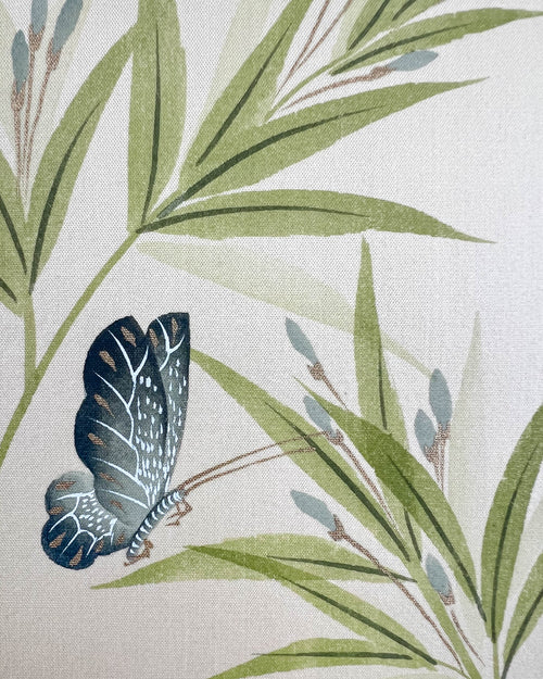 Close-up of Diane Hill's luxury vintage antique nature butterfly chinoiserie painting watercolour painting gouache painting watercolor gouache Chinese painting style botanical painting original artwork collectable art silk paper painting