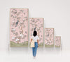 size scale for pink and white chinoiserie wall art panels