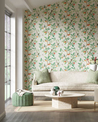 Ella wallpaper - Fig Blossom/Fig Leaf/Nectarine - Diane Hill