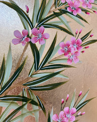 Gold And Pink Blooming Oleander (A) Original Painting - Diane Hill