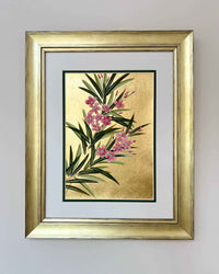 Gold And Pink Blooming Oleander (B) Original Painting - Diane Hill