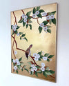 Gold Bird And Blossom Branches Original Painting - Diane Hill