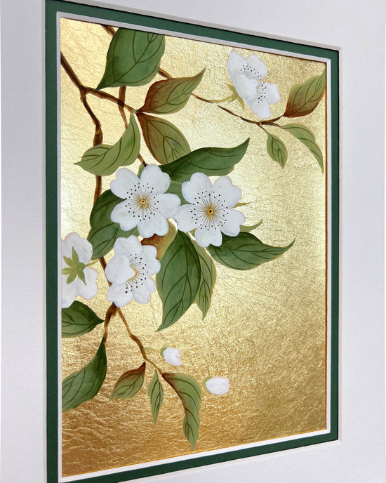 Gold White Flora (A) Original Painting - Diane Hill