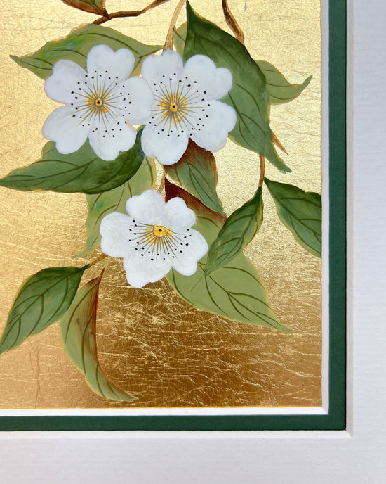 Gold White Flora (B) Original Painting - Diane Hill