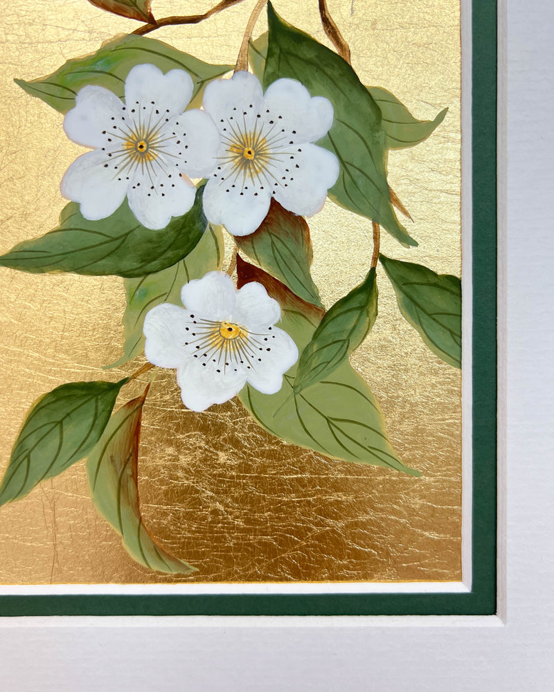 Gold White Flora (B) Original Painting - Diane Hill