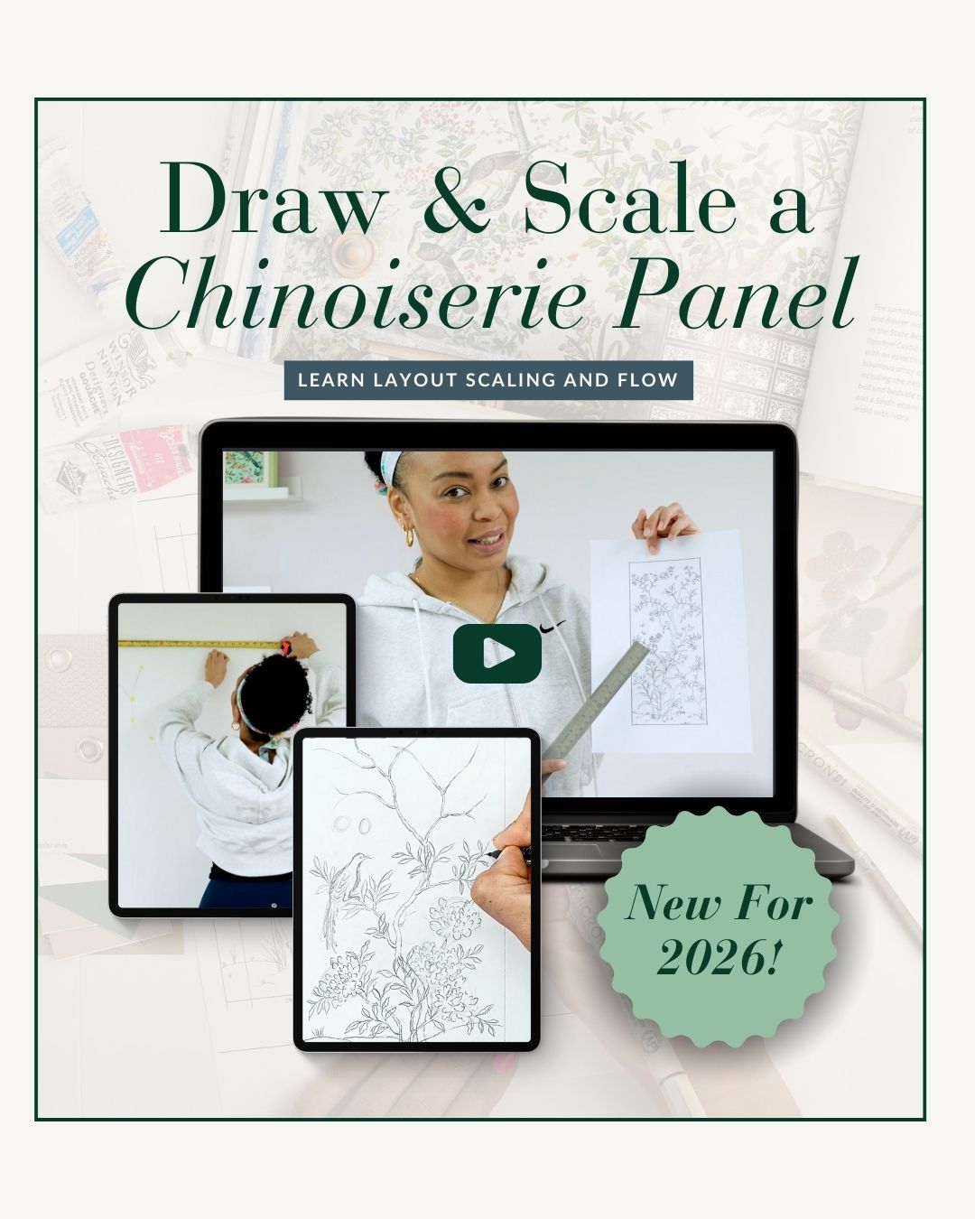 how to draw and scale a chinoiserie panel workshop
