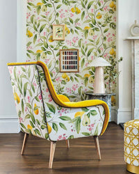 Marie Cotton Satin Fabric - Fig leaf/Honey/Blossom - Diane Hill