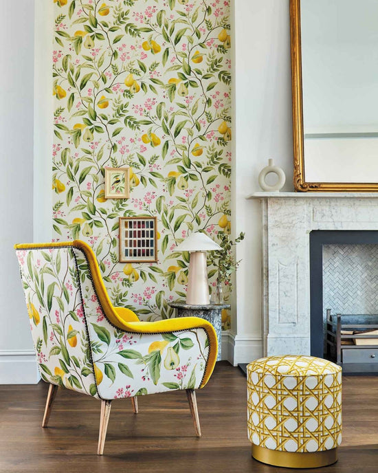Marie Wallpaper - Fig leaf/Honey/Blossom - Diane Hill