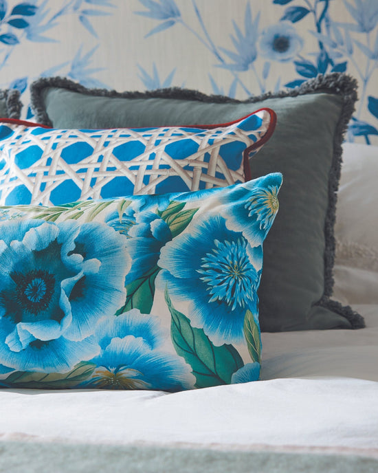 Marsha Cotton Satin Fabric - Delft/Lagoon/Porcelain - Diane Hill