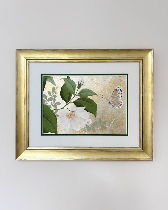 Mottled Dog Rose And Butterfly Original Painting - Diane Hill