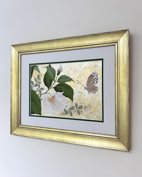 Mottled Dog Rose And Butterfly Original Painting - Diane Hill