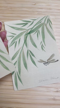 Video of Diane Hill painting her original chinoiserie piece 'Dragonfly And Foliage (B)'