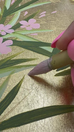 Video of Diane Hill painting her original chinoiserie piece 'Gold And Pink Blooming Oleander (B)'
