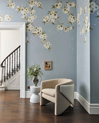 Rosa - Feather Grey/Paper Lantern/Oyster Wallpaper - Diane Hill