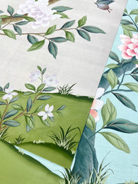 colourful vintage style botanical chinoiserie art prints