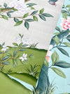 close up of colourful vintage style botanical chinoiserie art prints