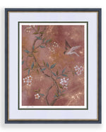Black Framed Chinoiserie Wall Prints, Pink Chinoiserie Bird Painting