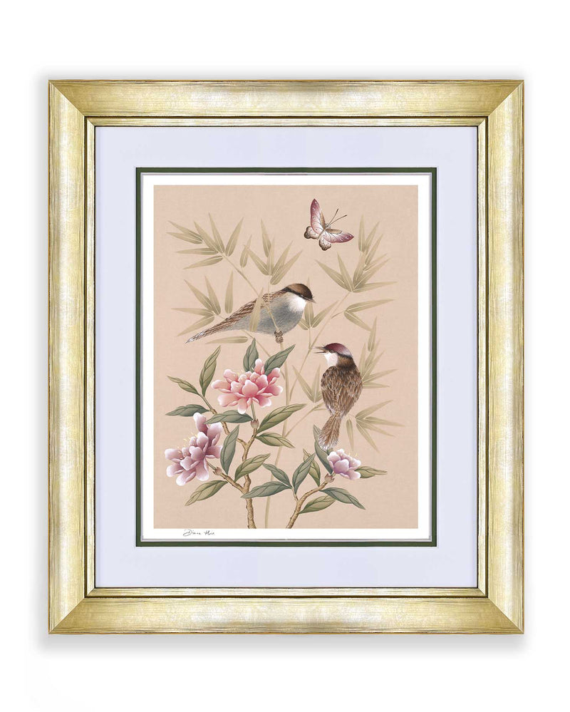 Gold Framed Large Art Print, Pink Chinoiserie Bedroom Ideas