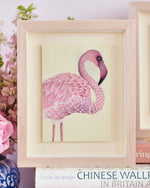 Pink Flamingo Framed Prints, Chinoiserie Art Framed