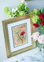 Gold Red and Pink Floral chinoiserie Art Framed, Modern Art Prints