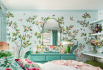 Beautiful florence wallpaper mural chinoiserie style interiors by diane hill with chinoiserie cushions and lamp