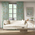 Ella Fabric - Sky/Fig Leaf/Nectarine; Suitable for Drapes and curtains; Floral Fabric; Home design styles