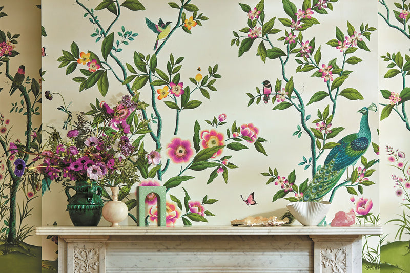 Florence colourful wallpaper, floral wallpaper, botanical, interior design,