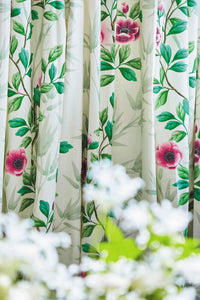 Lady Alford Botanical fabric, Fig Blossom/Magenta colourway, curtains, drapes, Interior Decor, Home design
