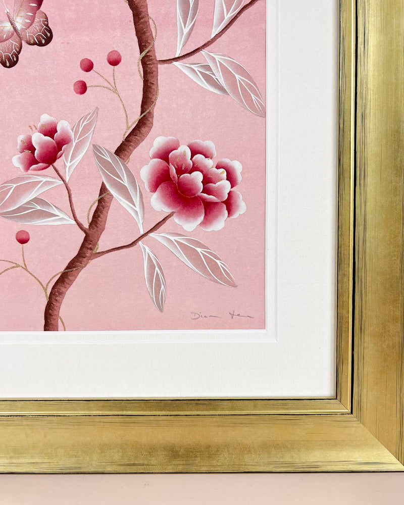 Pink Silk Chinoiserie Original Painting