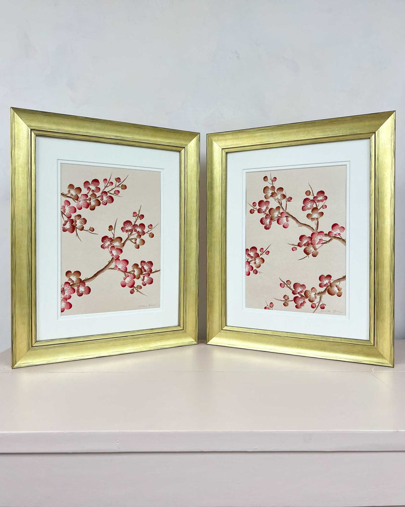 Set Of Two Cherry Blossom Silk - Original Painting