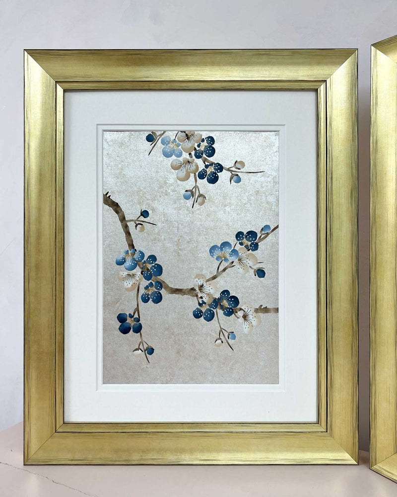 Set Of Two Cherry Blossom Silver Leaf - Original Painting