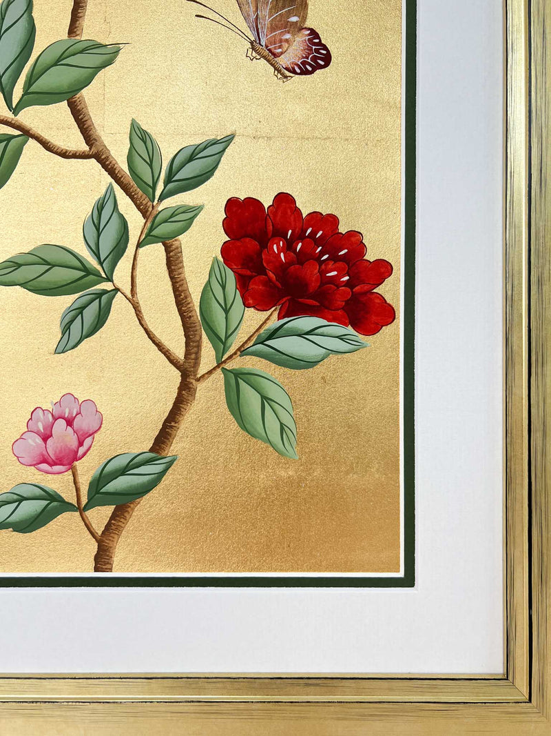 Gold And Red Chinoiserie Original Painting