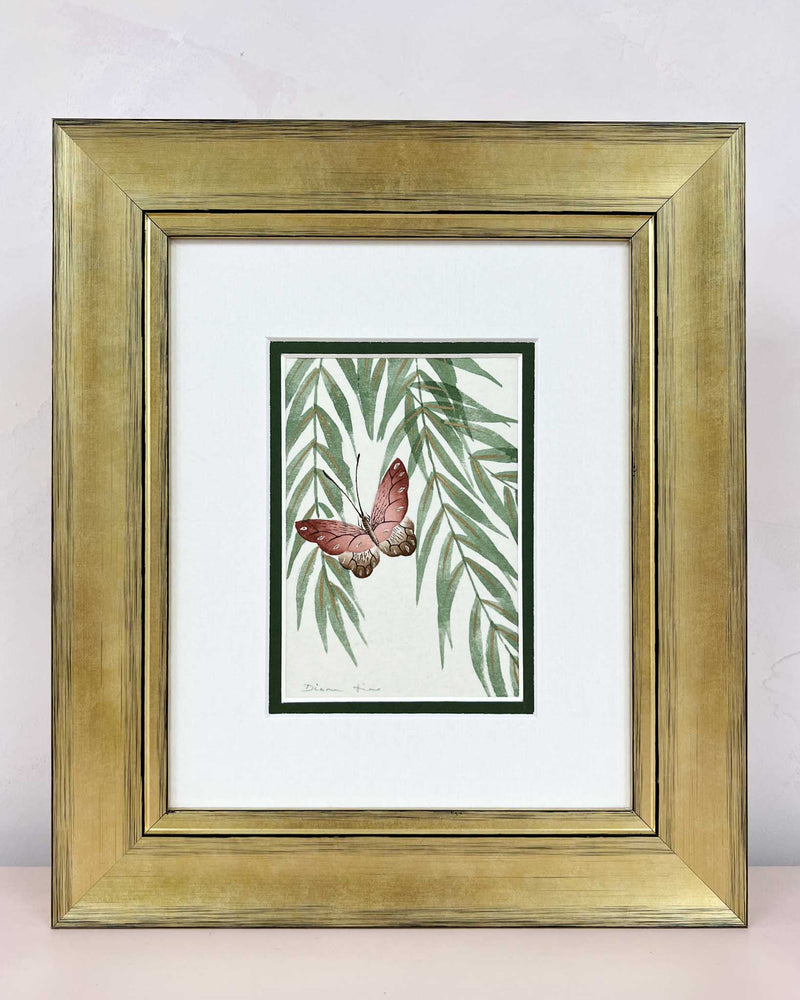 Set Of Two Wisteria And Butterfly Green Original Painting