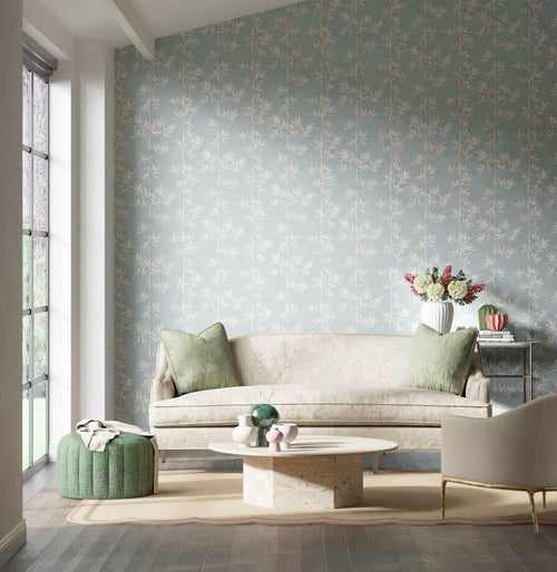 Isabella wallpaper - Sky/Porcelain colours, sitting room, wall decor, floral wallpaper