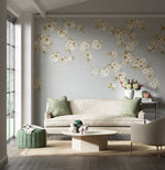 Rosa floral wallpaper - Feather Grey/Paper/Oyster