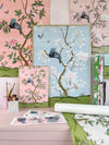 colourful framed botanical chinoiserie art prints in various sizes in art studio