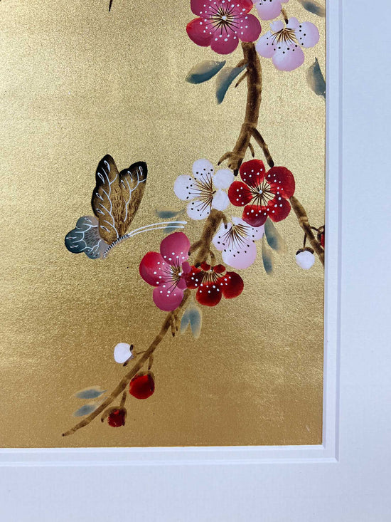 Cherry tree on gilded silk - Diane Hill